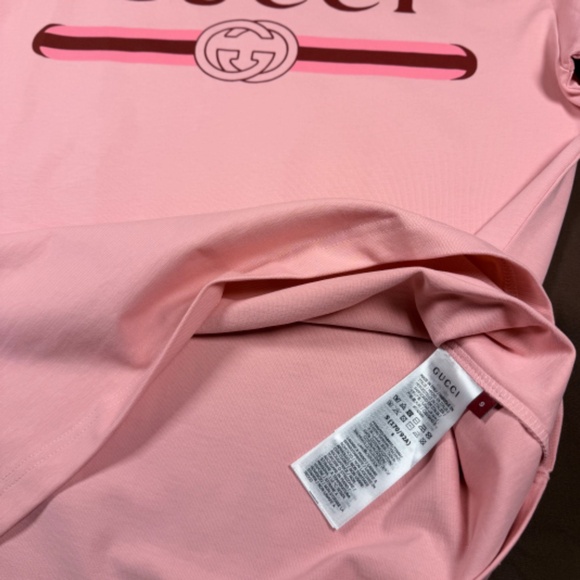 MEN'S GUCCI PINK COTTON JERSEY T-SHIRT SIZE SMALL RELAXED FIT EXCELLENT - Picture 4 of 5